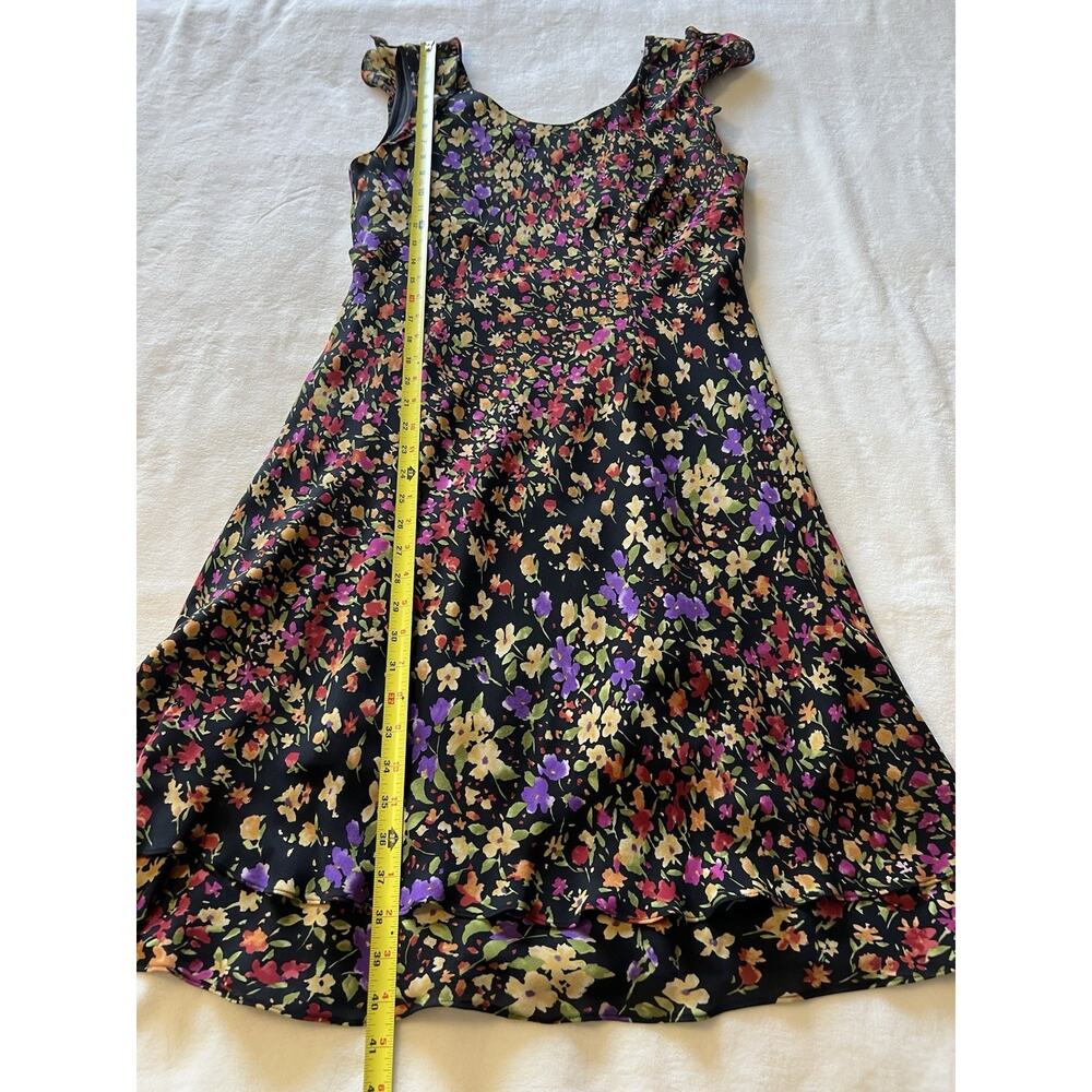 Talbots Size 12 Pure Silk Dress Womens Black Floral Feminine Vintage Y2K - Picture 12 of 16